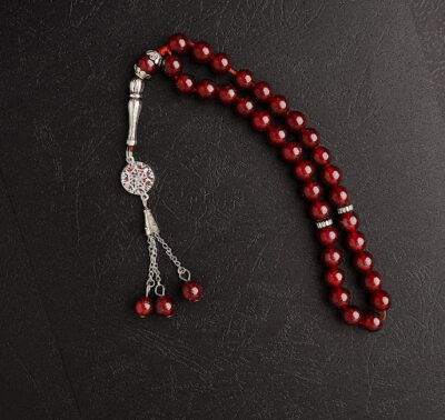 Red Agate Prayer Beads with 925 Sterling Silver